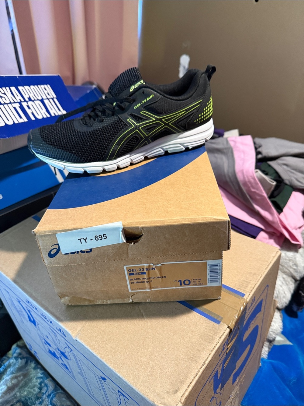 ASICS Kids Black with Neon Green Accent Mesh Sneaker
